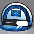 Modern Curved Blue Tech Display Background Wall With Digital Screen LED Lighting And Sleek Design 3d model