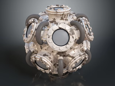Smart Machine With Spherical Metallic Structure And Multiple Circular Mechanical Components 3d model