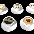 Coffee Cups With Heart And Smiley Face Latte Art On White Saucers