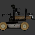Mobile Robotic Device With Mechanical Structure Black White Body And Yellow Wheels Design 3d model
