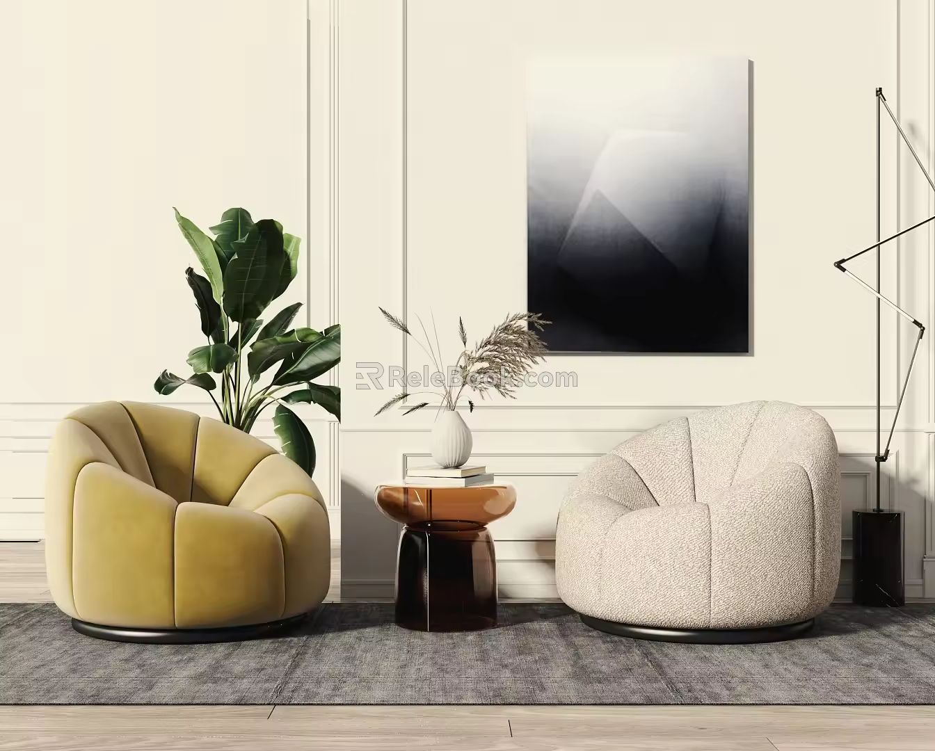 Modern leisure sofa combination leisure sofa coffee table combination 3d model
