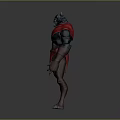 Game and Movie Character With Wolf Head Horns Red Cape and Blue Body Armor
