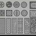 Lattice Doors and Windows Hollow Lattice Carved Window Partition Antique Doors and Windows Hollow Doors and Windows 3d model
