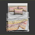 Double Bed With White Headboard And Colorful Patterned Pillows Vibrant Blanket