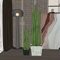 Tall and Small Cactus Potted Plants in Gray Pots for Modern Interior Decor