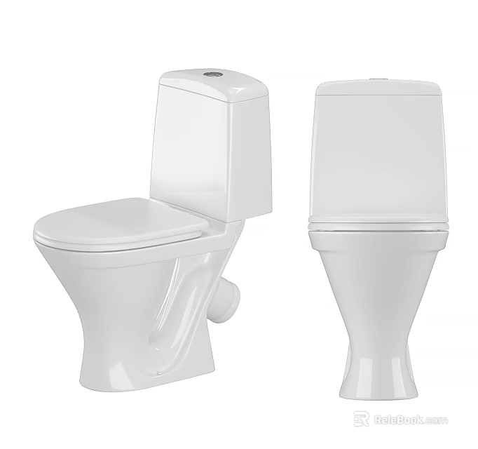 Modern White Ceramic Toilet Design With Two Profile Views And Sleek Lines 3d model 