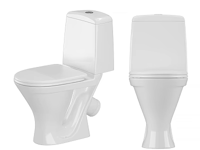Modern White Ceramic Toilet Design With Two Profile Views And Sleek Lines 3d model