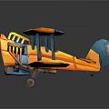 Colorful Biplane Passenger Plane With Orange Wings And Blue Accents