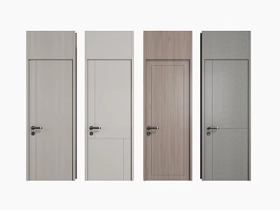 Stylish Hinged Doors with Different Colors and Wooden Textures for Modern Interior 3d model
