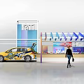 Modern Liquor Store Exterior Design With Storefront Signage And Wine Display Shelves