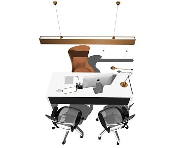 modern office desk and chair 3d model