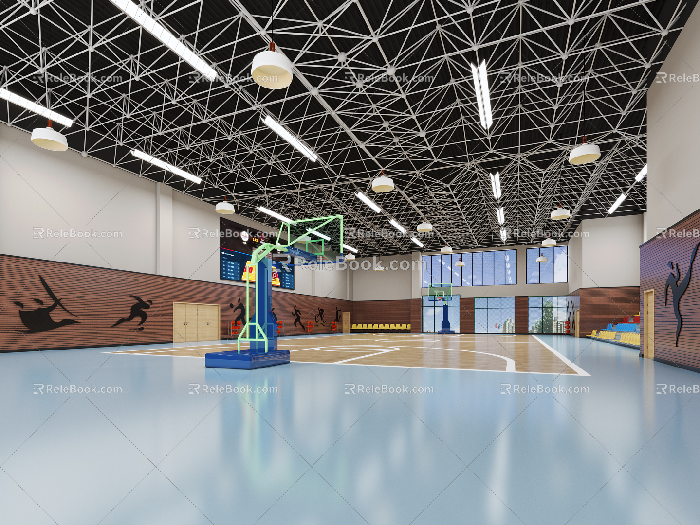 modern basketball court 3d model