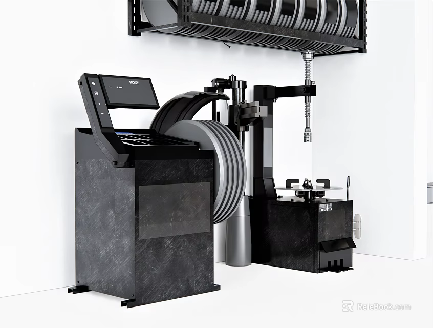 Industrial Tire Balancing Equipment With Digital Control Panel And Roller Mechanism 3d model 