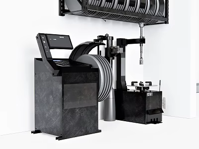 Industrial Tire Balancing Equipment With Digital Control Panel And Roller Mechanism 3d model