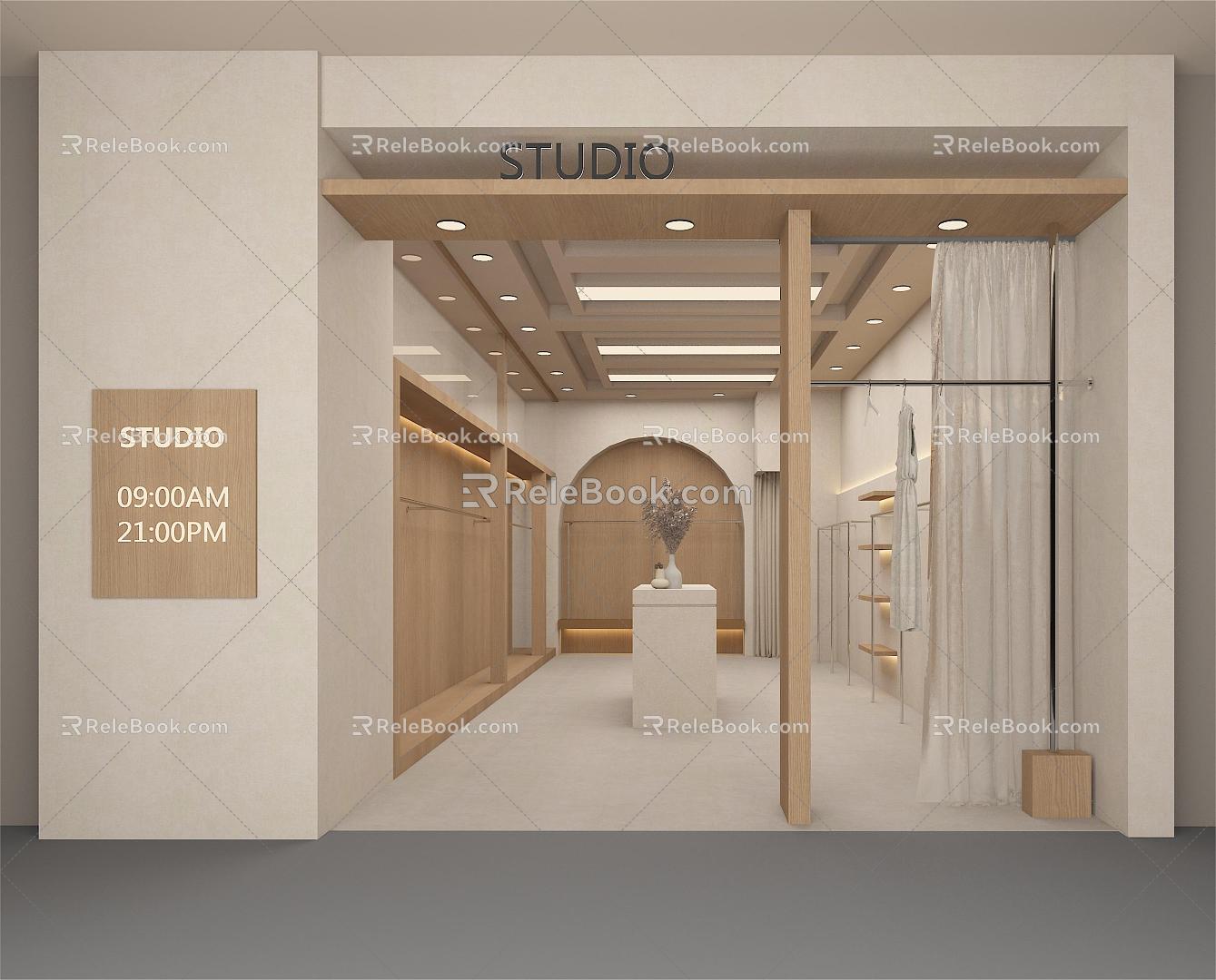 Clothing Store Door Head Log Style Clothing Store Clothing Store 3d model