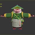 Cartoon Panda Wearing Green Outfit With Straw Hat Golden Decorations And Yellow Boots