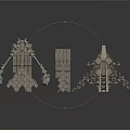 Architectural Decorative Metal Elements With Intricate Carvings And Geometric Patterns 3d model