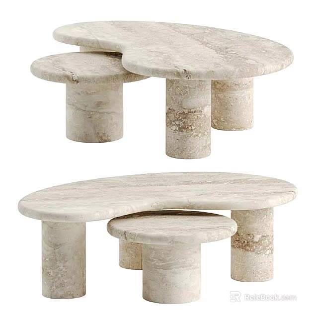 Marble Plant Stand With Modern Design Round Tops And Cylindrical Legs For Home Decor 3d model 
