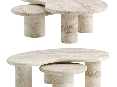 Marble Plant Stand With Modern Design Round Tops And Cylindrical Legs For Home Decor 3d model