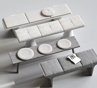 Cushion Bay Window Bench 3d model