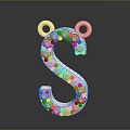 White Decorative Letter S Shaped Home Accessory With Dotted Surface And Bear Ears
