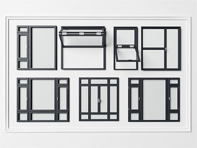 Modern casement window combination 3d model