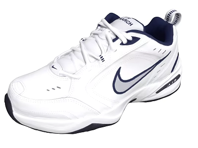 Nike White Athletic Shoes With Blue Accents And Black Sole Lace Up Comfortable Design 3d model