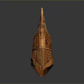 Ancient Weapon Helmet Featuring Ornate Orange Carved Details And Intricate Patterns