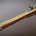 Vintage Flintlock Musket Featuring Wooden Stock Brass Accents And Metal Components