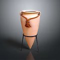 Terracotta Conical Vase With Rope Tassel Decoration On Iron Stand