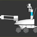 White Exploration Robot With Mechanical Arm Multiple Tracked Wheels Camera And Antenna 3d model