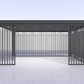 Modern Metal Building Component With Vertical Slats And Canopy Structure 3d model