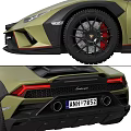 Lamborghini Olive Green Off Road Sports Car With Black Wheels Red Brake Calipers Exterior Design
