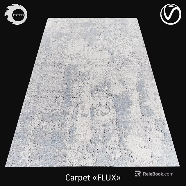 Soft Plush Square Rug With Light Gray White Abstract Pattern For Modern Home 3d model