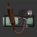 Vintage Green Generator With Rusty Exhaust Pipe And Coca Cola Can