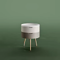 Modern Round Nightstand With White Gray Layers And Wooden Legs