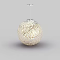 Modern Restaurant Interior Featuring Spherical Woven Pendant Light With Warm Illumination