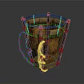 Handcrafted Bamboo Woven Bucket With Metal Frame And Handle For Home Storage