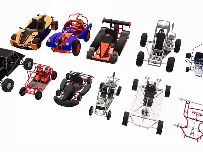 Colorful Go Karts With Different Designs And Various Frame Styles Collection 3d model