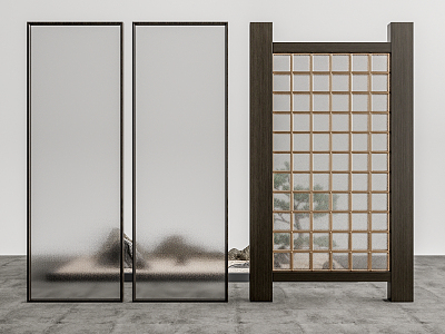 Modern partition glass screen partition 3d model