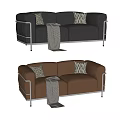 Modern Two Seater Leather Sofa With Metal Frame Pillows And Throw Blanket