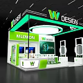 MLemon W DESIGN Store Green And White Exhibition Booth With Bottles Display And Digital Screens