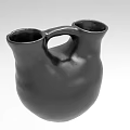 Black Double Mouthed Ceramic Vase Decorative Ornament Set For Modern Home Decor