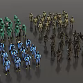 Colorful Soldier Models Forming Military Teams With Different Uniform Colors