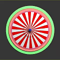 Colorful Carousel Featuring Red White Striped Tent Top Blue Decorative Ball And Layered Colorful Base
