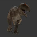 Realistic Prehistoric Dinosaur With Open Mouth Striped Body And Red Head Markings