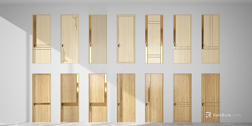 Modern Wooden Swing Doors With Various Panel Designs For Interior Use 3d model