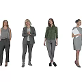 Four Women Wearing Stylish Outfits Standing Together In Fashionable Poses