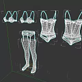 Fashionable Lingerie Collection with Red Black Lace Bras Corsets and Stockings