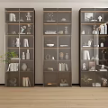 Modern Display Cabinets With Glass Doors And Books Vases Decorative Items